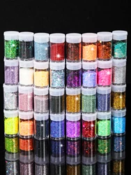 Chunky Holographic Glitter Collection - 32 Pots of Reflective Cosmetic Glitter for Eyes, Face, Hair, and Nails (32seleishehunhe)