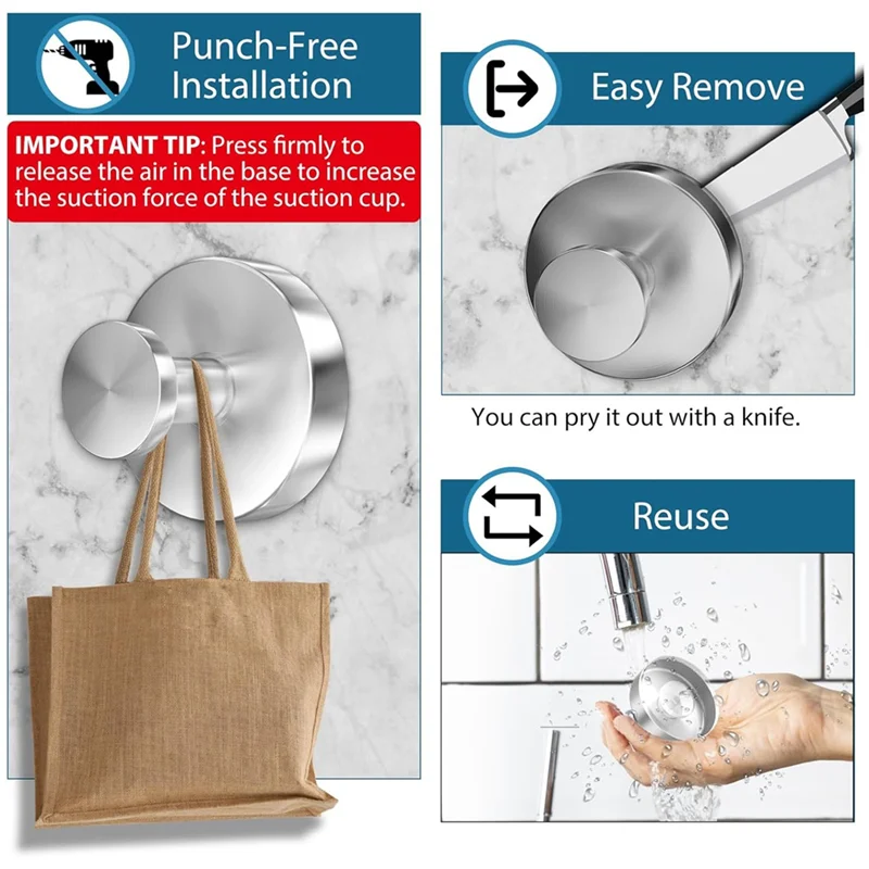 2PCS Suction Cup Hooks For Shower, Wall Suction Cup Hooks No-Drill For Bathrooms Wall, Glass Door, Mirror