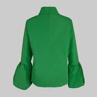 Modigirl – chemise à col haut avec nœud papillon pour femmes, manches lanternes, chemisier vert uni, mode urbaine, haut de banlieue, nouvelle collection 2024 5