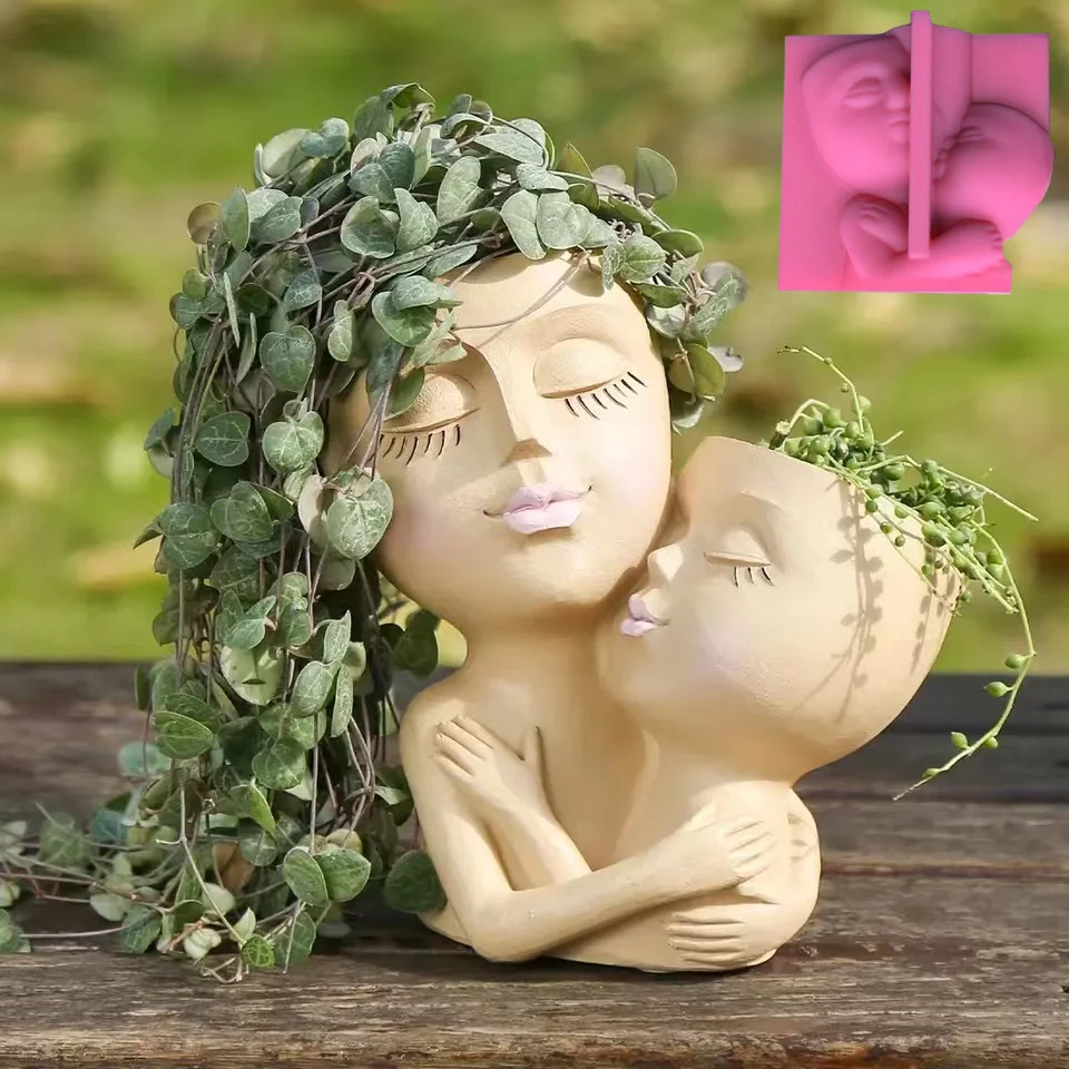 

Два человека обнимать гипсовый цветочный горшок силиконовая форма коробка для хранения искусственная кукла суккулент ваза цементная форма подсвечник форма