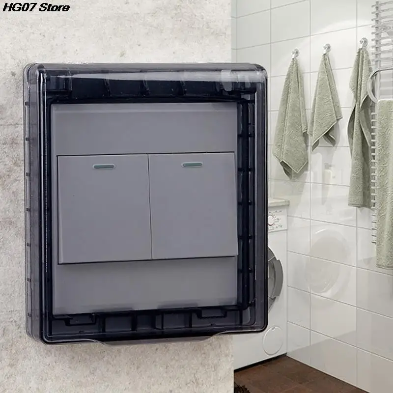 Socket Protection Cover 86 Type Self-Adhesive Thicken Wall Socket Waterproof Box Electric Plug Cover Bathroom Wall Switch Protection Cover Socket Splash