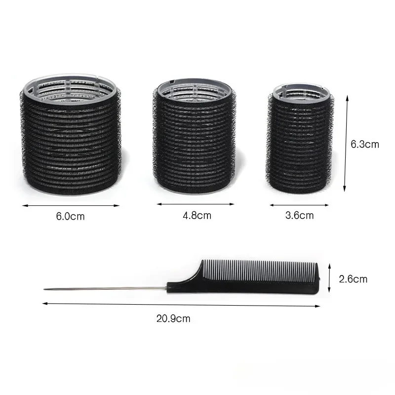 Hair Curlers Set Plastic Self-Grip 3 Sizes 10pcs Metal Clips DIY Tools
