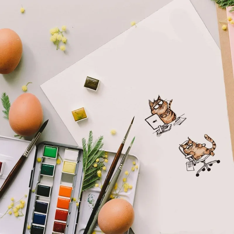 Clear stamps clear rubber stamps 1pc Cat Work Boss Clear stamps for cards making Clear stamp seals for DIY Scrapbooking Photo album Journal Home decoration
