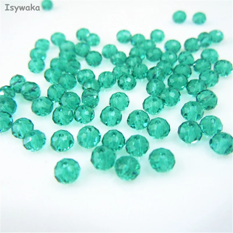 Isywaka Hot Light Green Faceted Crystal Glass Rondelle Spacer Beads for Jewelry Making, 125pcs