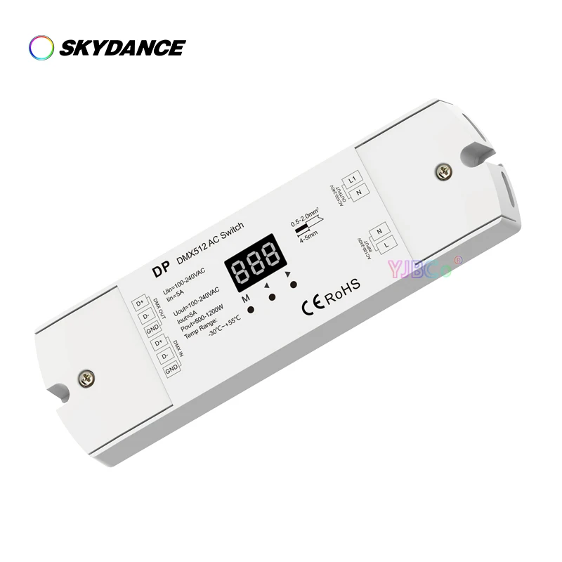 Skydance DP DMX512 Switch 1CH*5A AC110V-220V 500-1200W RDM DMX Decoder Stand-alone function/Numeric display For LED Lamp Lights xs dac 05 asynchronous xmos dual pcm1794 balanced gallbladder decoder optical coaxial usb bluetooth ac110v 220v