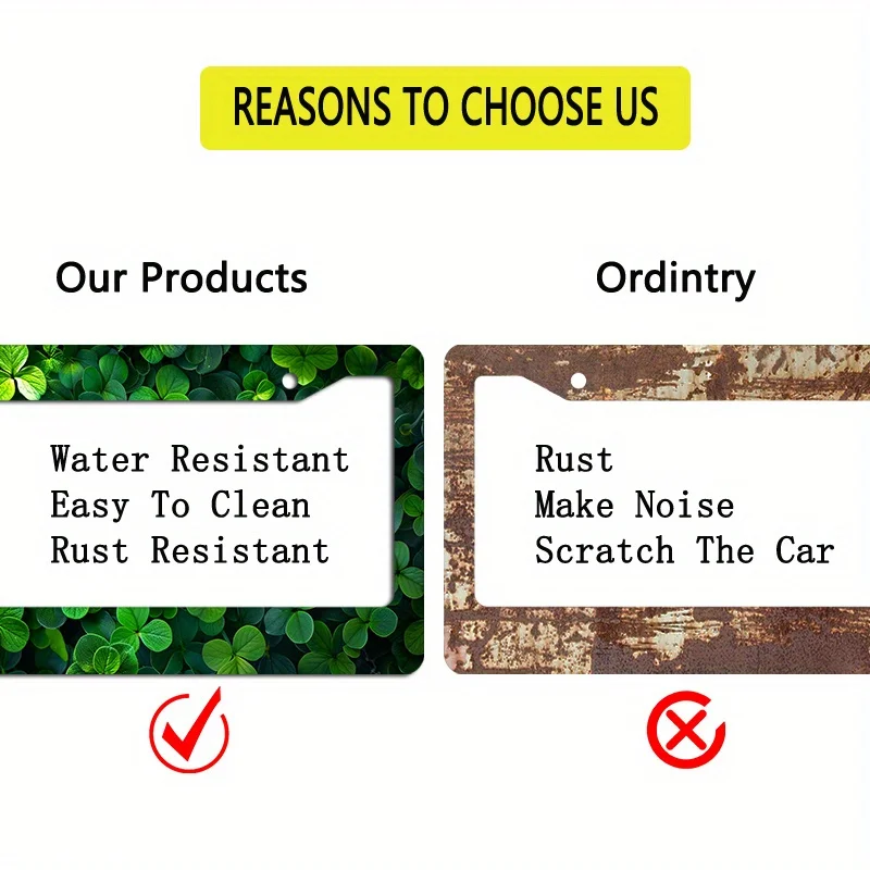 성 패트릭의 날 금속 프레임 짙은 녹색 1개 성 패트릭의 날 테마 금속 번호판 프레임 6.3x12.2인치