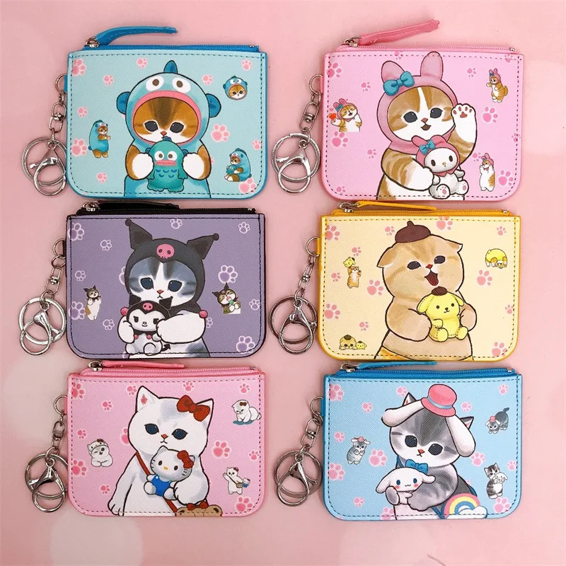 

Kawaii Kuromi Sanrio Coin Purse Cartoon Cinnamoroll Hellokitty Cute Anime Work Permit Bus Card Card Sleeve Keychain Girls Gifts
