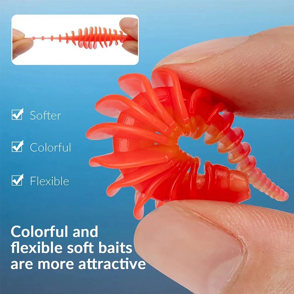 Esche Da Pesca In Silicone Lankater - 50 Pezzi Per Trota E Bass, Morbide E Colorate, Adatte Per Diverse Acque - Foto 7