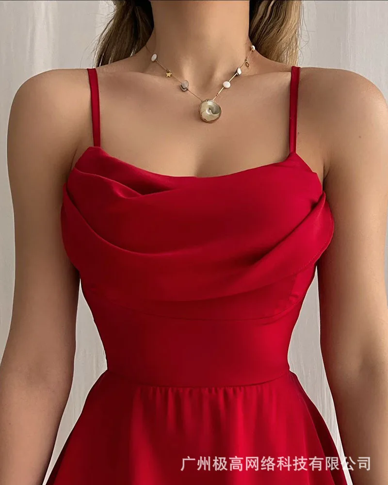 Elegant Woman Jumpsuits 2022 Summer New Red Sling Slim Jumpsuit Ladies Sexy High Waist Ruffle Jumpsuit