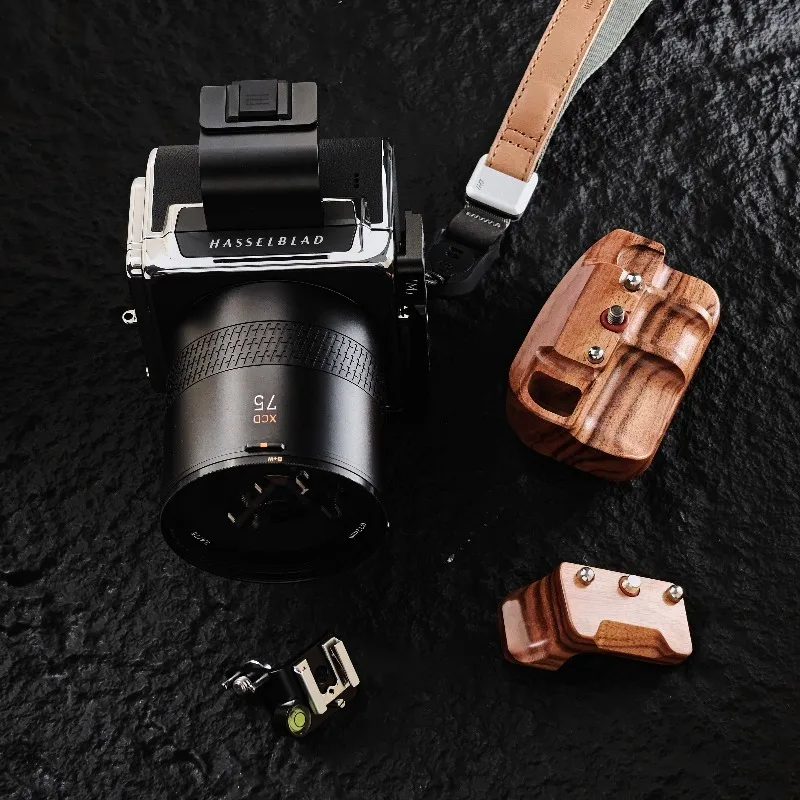 Hasselblad 907X 50C 100C 카메라 케이지용 손잡이가 있는 나무 그립 L-브래킷 플레이트