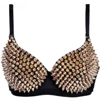 Newest Sexy Lingerie Sexy Women's Rhinestone Cover Bra Top Gold/Silver Plunge Wire Free Bralete Fashion Sequined Cover top - Image 2