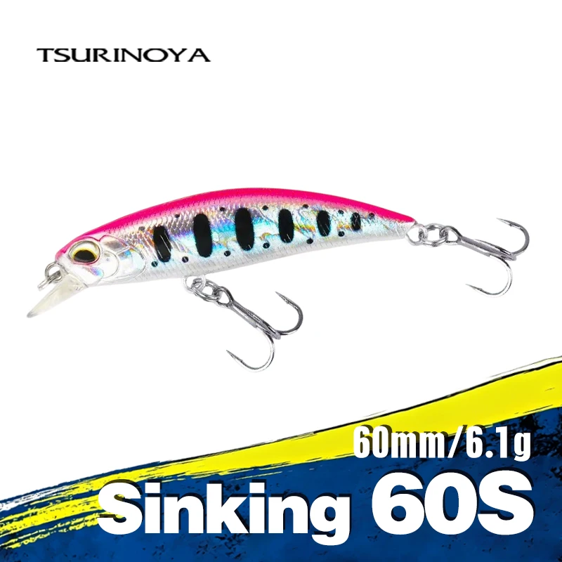 TSURINOYA 60S Sinking Minnow Fishing Lure DW67 60mm 6.1g Artificial Hard Bait Pike Bass Trout Jerkbait River Wobbler Crankbait