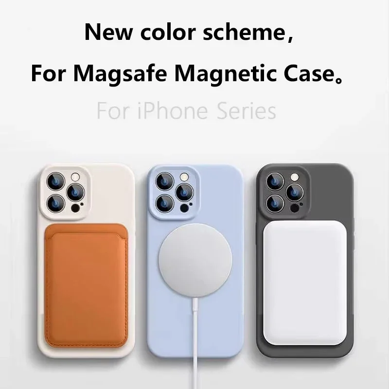 Original Liquid Soft Silicone For Magsafe Wireless Charge Magnetic Case For iPhone 16 Plus 15 14 13 12 Pro Max 11 Cover view 2