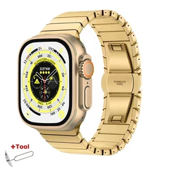 Elegant Stainless Steel Metal Link Watch Strap for Series 11 - 10 46mm (Golden)