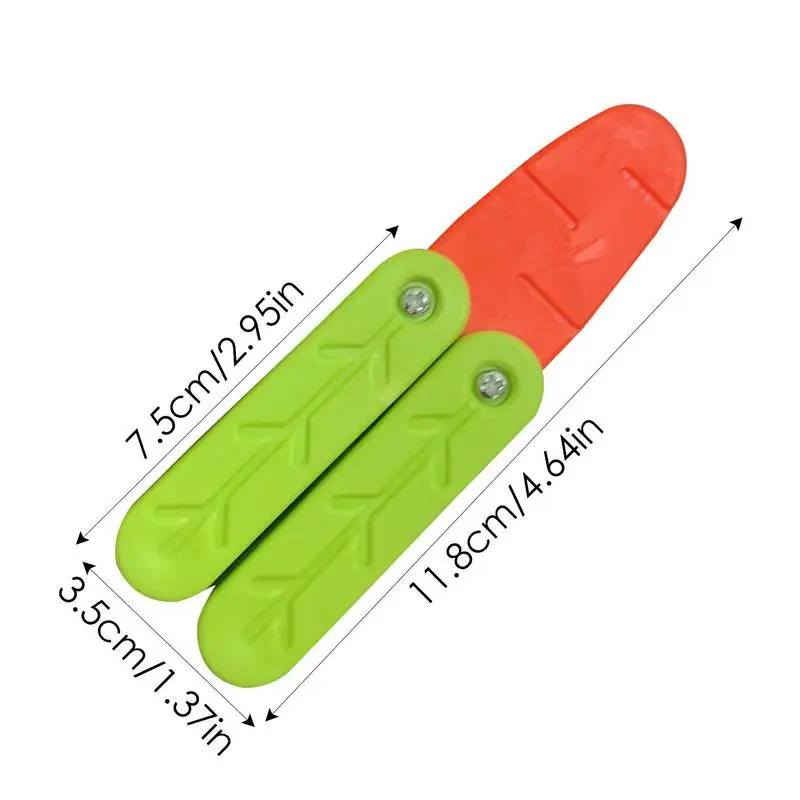 3D Printing Radish Butterfly Toy Knife Straight Jump Gravity Mini Carrot Knife Push Card Sensory Toy Christmas Halloween Gifts