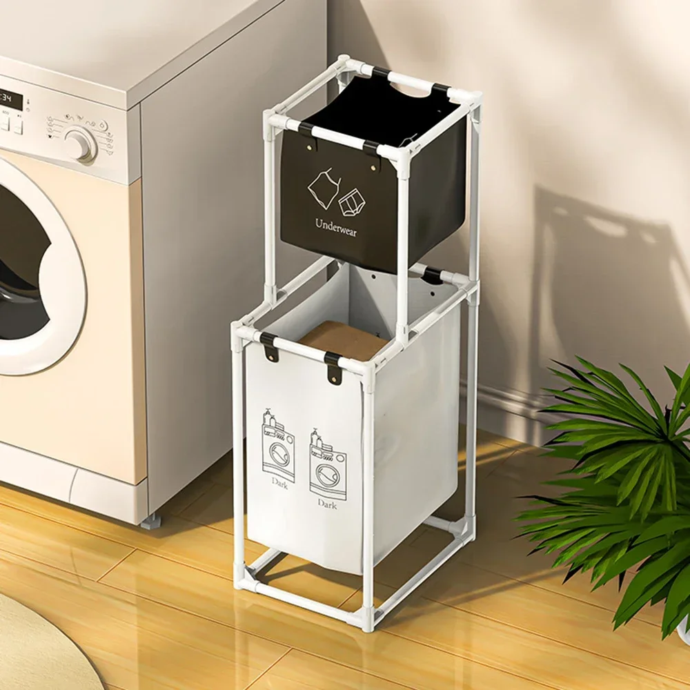 

Simple Modern Bathroom Clothes Storage Laundry Basket Balcony Shelf Dirty Clothes Storage Folding Removable Home Furnishings