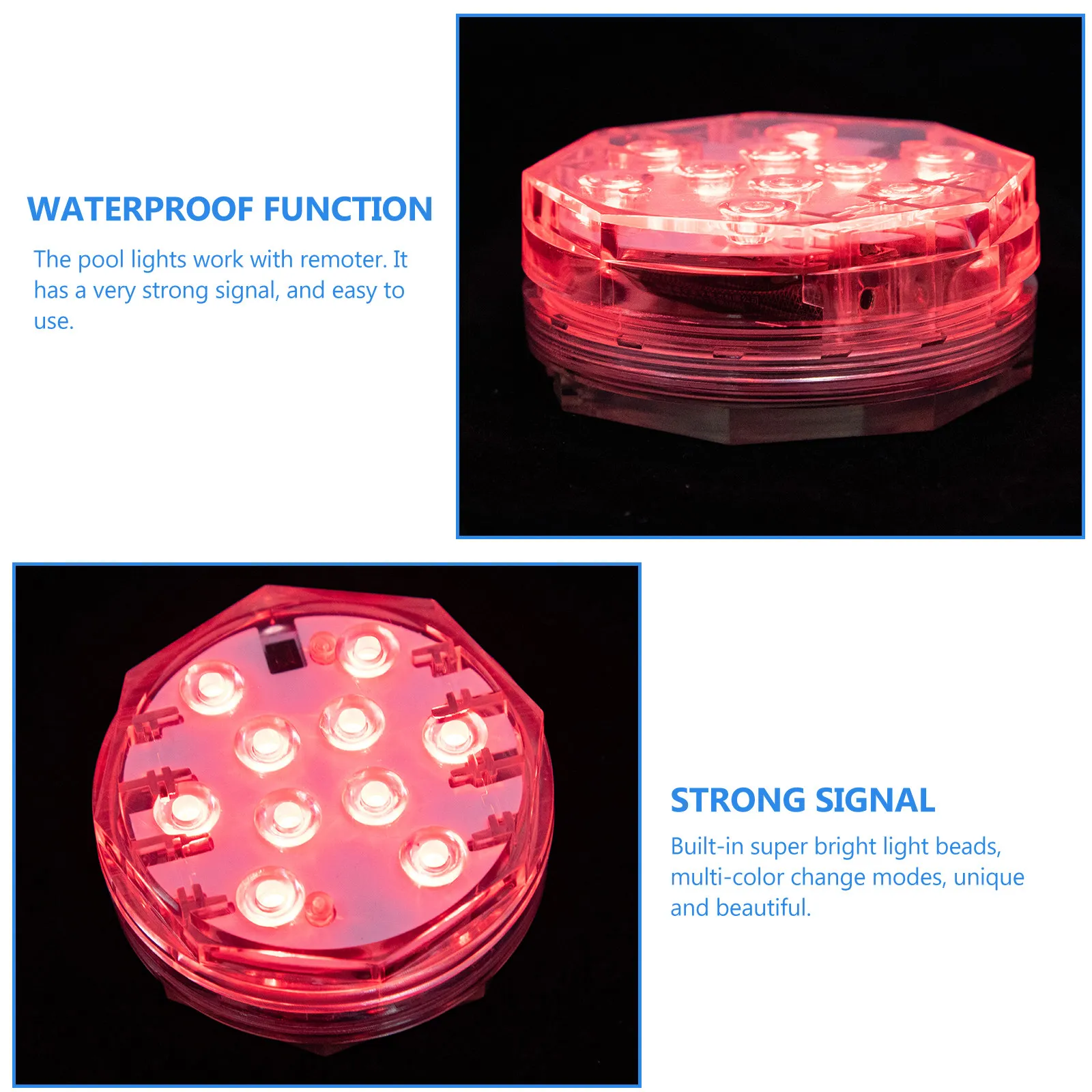 LED 수중 조명 15가지 색상 변경 가능 IP68 등급 수중 램프 (수영장, 수족관, 분수, 조경용, 연못 조명)