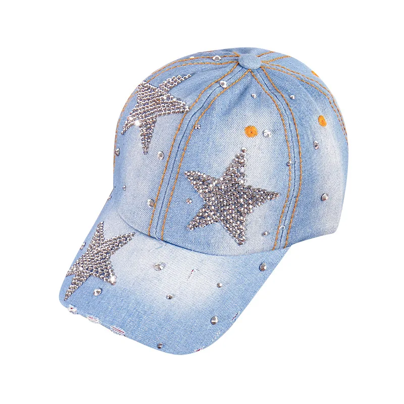 Diamond-Embedded Baseball Caps Korean-Style Women's Summer Sun Hat ...