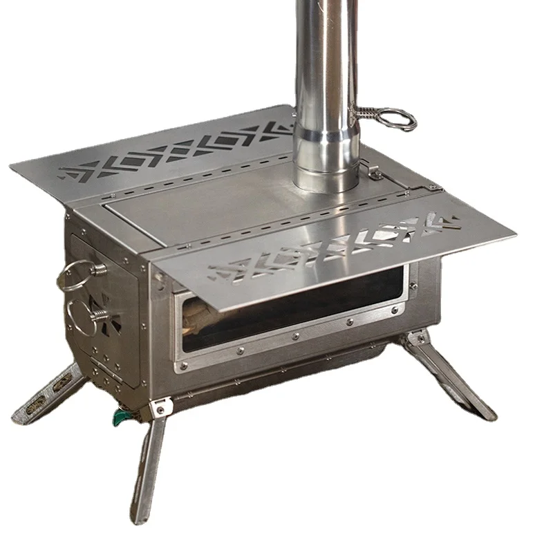 Free Sample CE Outdoor Accessories Portable Wood Stove Camping Wood Tent Stove Burning 304 Stainless Steel for