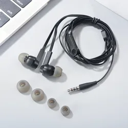 Premium In - Ear Earphones with Bass and Microphone - Wired Control Earbuds (Black)