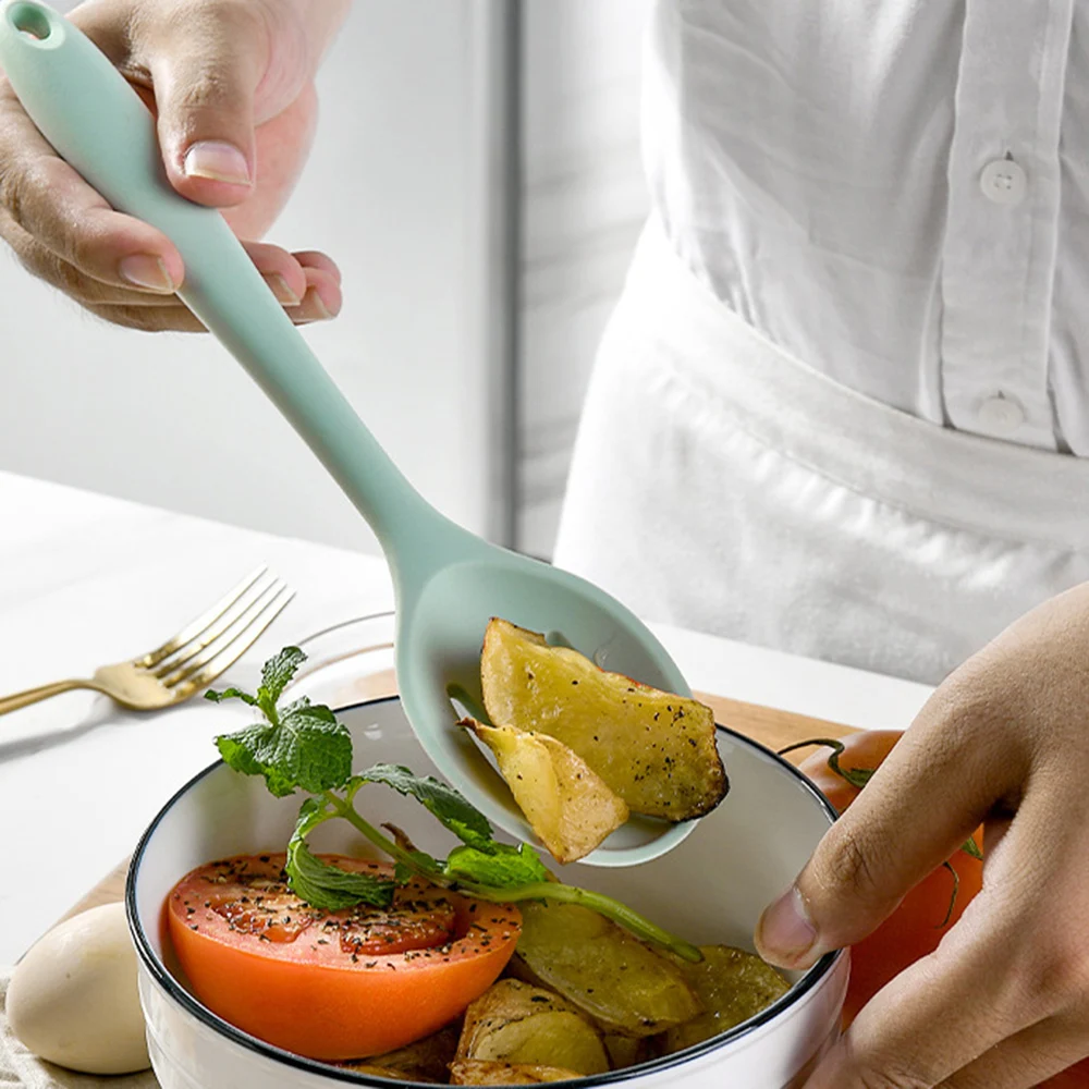 Mint Green Silicone Kitchenware Non-stick Cooking Tool Spatula Ladle Egg Beaters Shovel Soup Cookware Utensil Kitchen Cookware