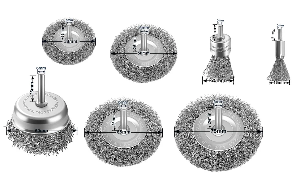 7-teiliges Drahtbürsten-Set für Gründliche Reinigung, 1/4-Zoll-Schaft Bohraufsatz für Rost, Ideal für Haus, Garten & Vielseitige Anwendungen – Detail 1