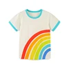 One-piece Summer Boys Short Sleeve Casual Knit Cotton Cartoon Rainbow Pattern Crew Neck T-Shirt 2-7 Y 1