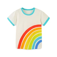 One-piece Summer Boys Short Sleeve Casual Knit Cotton Cartoon Rainbow Pattern Crew Neck T-Shirt 2-7 Y 1