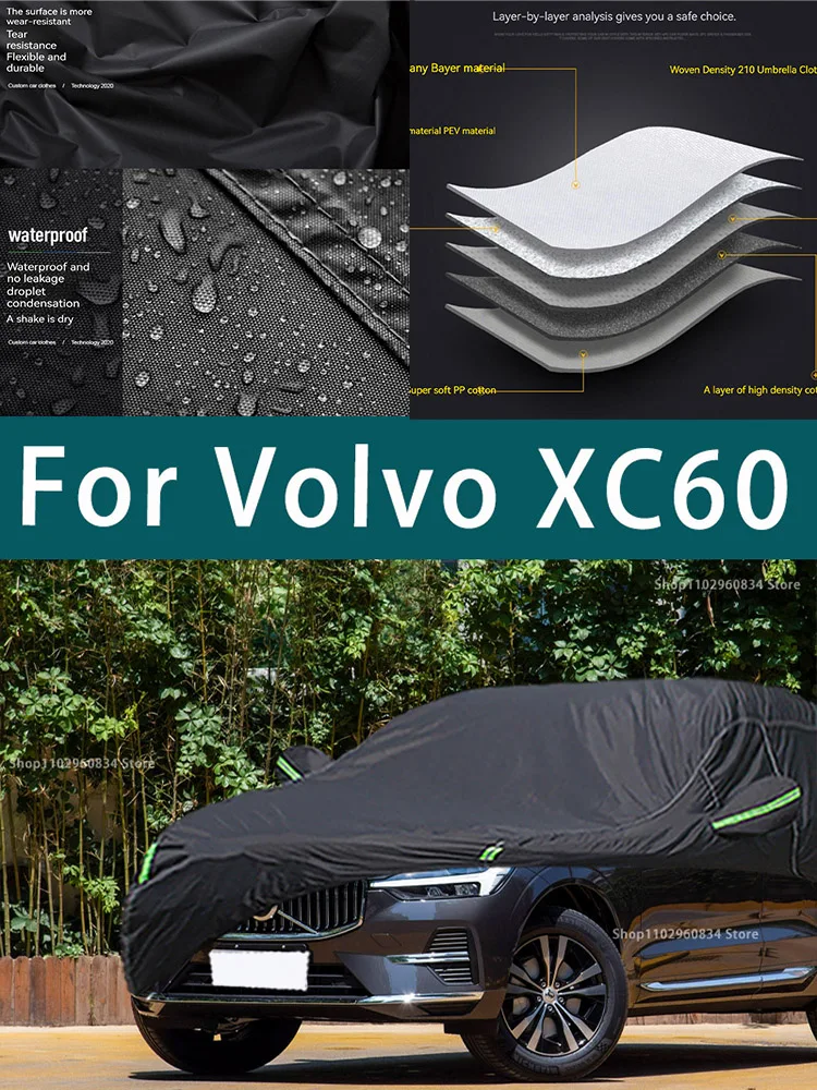 For Volvo XC60 fit Outdoor Protection Full Car Covers Snow Cover Sunshade Waterproof Dustproof Exterior black