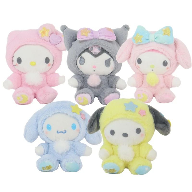 12cm Sanrio Plush Stuffed Toys Cartoon Anime Figure Kuromi Cinnamoroll My Melody Cute Keychain Pendant Dolls Baby Birthday Gifts