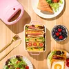 Portable Electric Sandwich Maker Home Multifunctional Machine Non-Stick Breakfast Maker Waffle Baking Pan Pot Pink Red Color 3