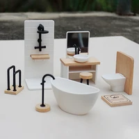 1/12 Dollhouse Simulation Washbasin Tub Toilet Model Dollhouse Bathroom Decor Dolls House Miniature Furniture Accessories 1