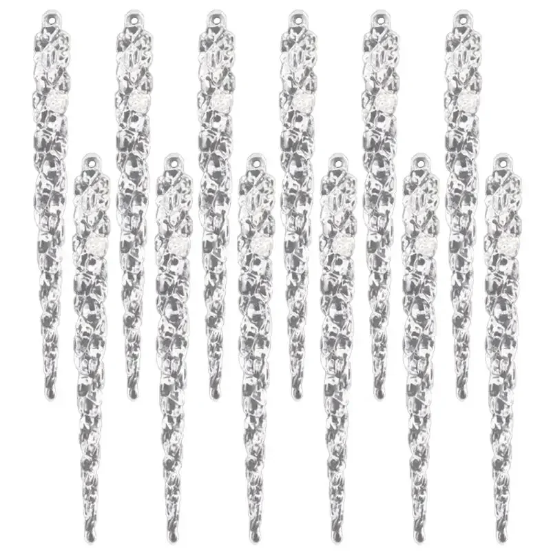 24 Pz/12 Pz Decorazione Di Natale Simulazione Ice Xmas Tree Hanging Ornament Fake Icle Puntelli X-Mas Tree Decorations Winter Party