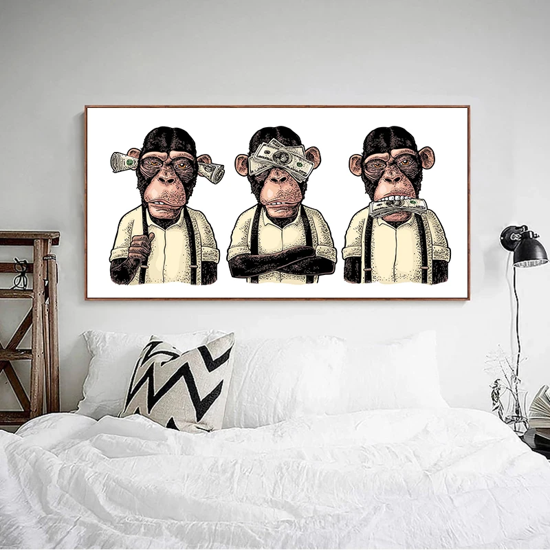 

Dollar Orangutan Creative Posters and Prints Wall Art Canvas Painting Home Wall Decoration Pictures for Child Bedroom Room Decor