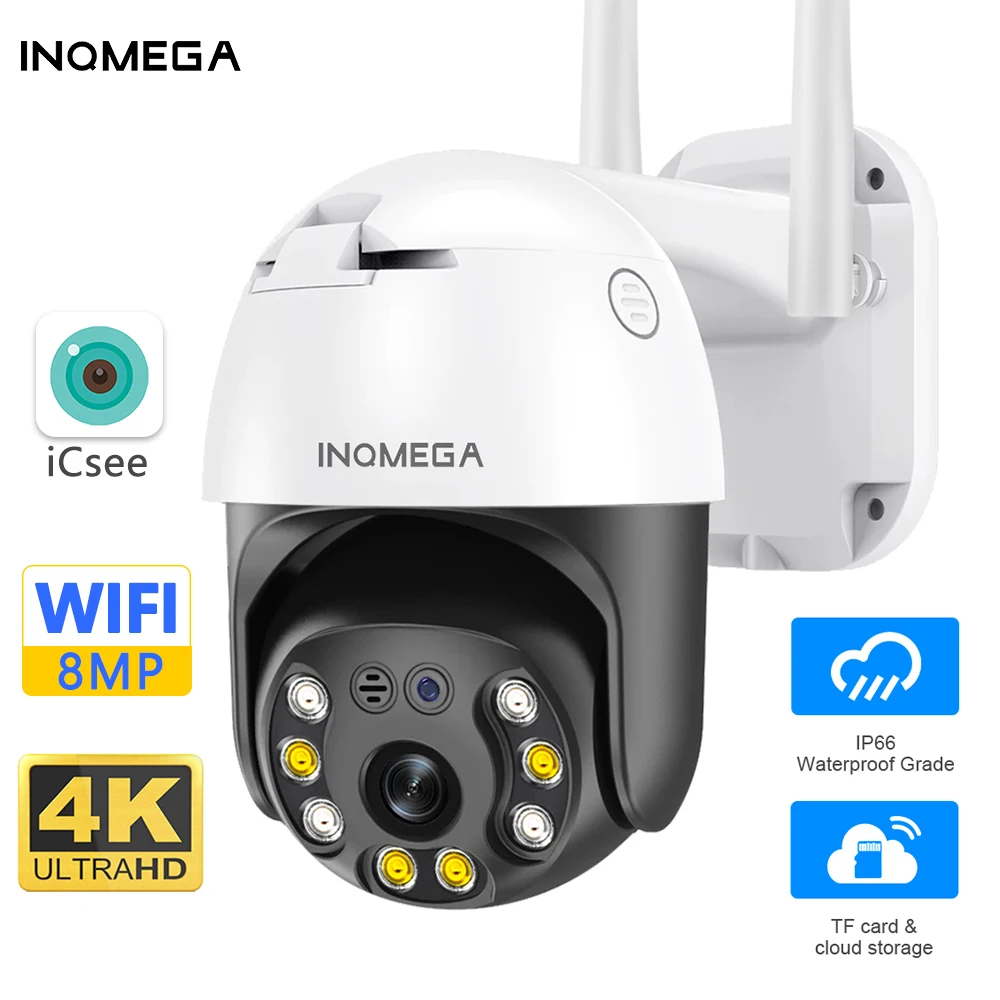 INQMEGA 8MP 4K Wireless WIFI IP Camera ICSEE AI Auto Tracking Surveillance Camera Security Protection Speed Dome Kamera Outdoor