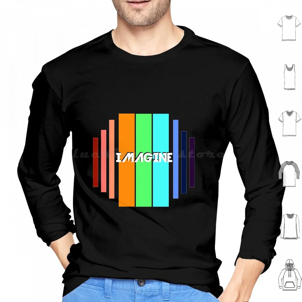 Evolve Felpe Con Cappuccio Manica Lunga Evolve Imagine Imagine Music Band Pop Fedi Arcobaleno Nero Tutto Il Necessario