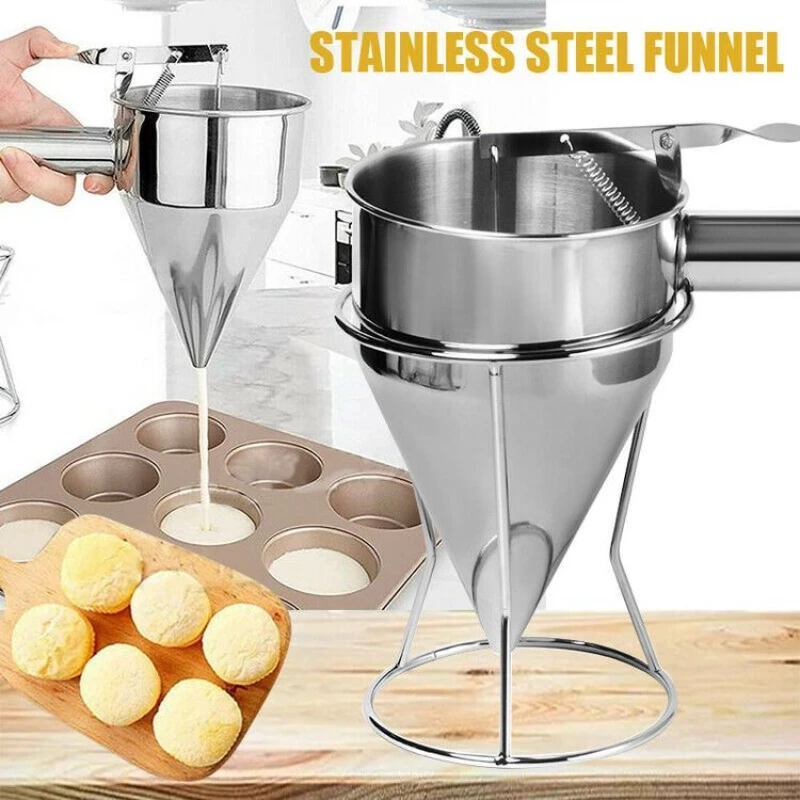 1.2L Batter Dispenser Stainless Steel Measuring Cup Cream Separator Cake Pancake Biscuit Funnel