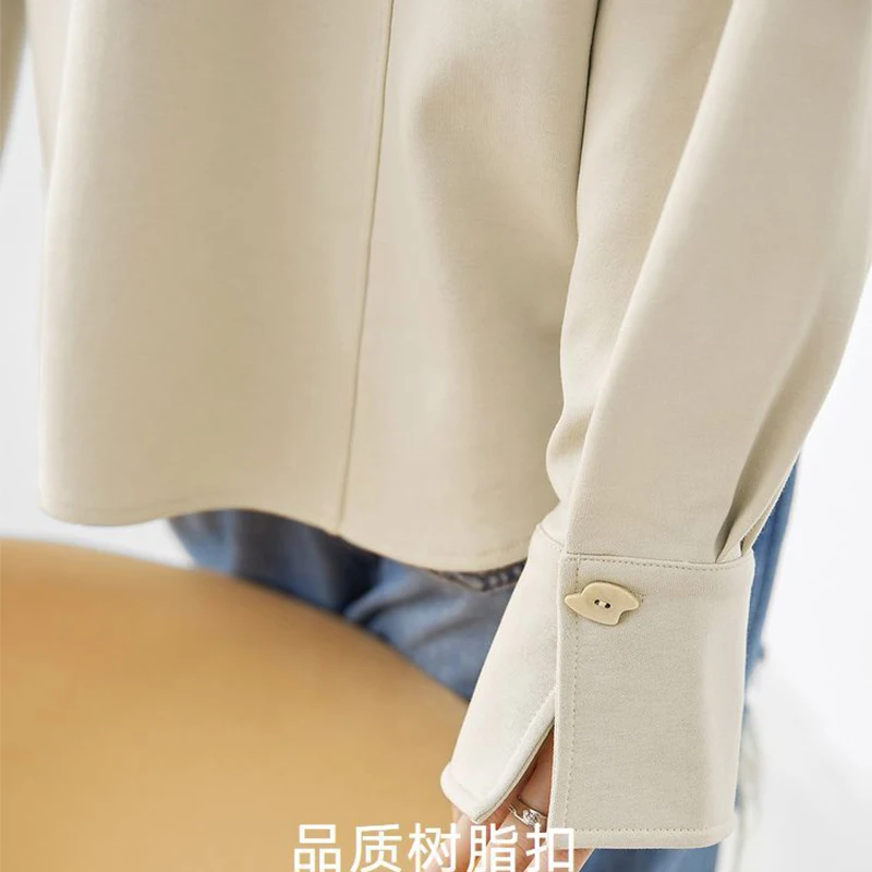 Spring Autumn Polo-neck Loose Casual Patchwork Sweatshirt Ladies Solid Color Simple Fashion All-match Zipper Pullover Top Women