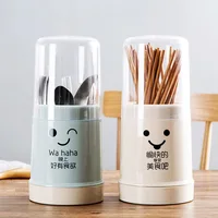 Nordic Simple Transparent Chopsticks Box Cartoon Solid Container Kitchen Dust Cover Color Chopsticks Storage pantry organizer 1