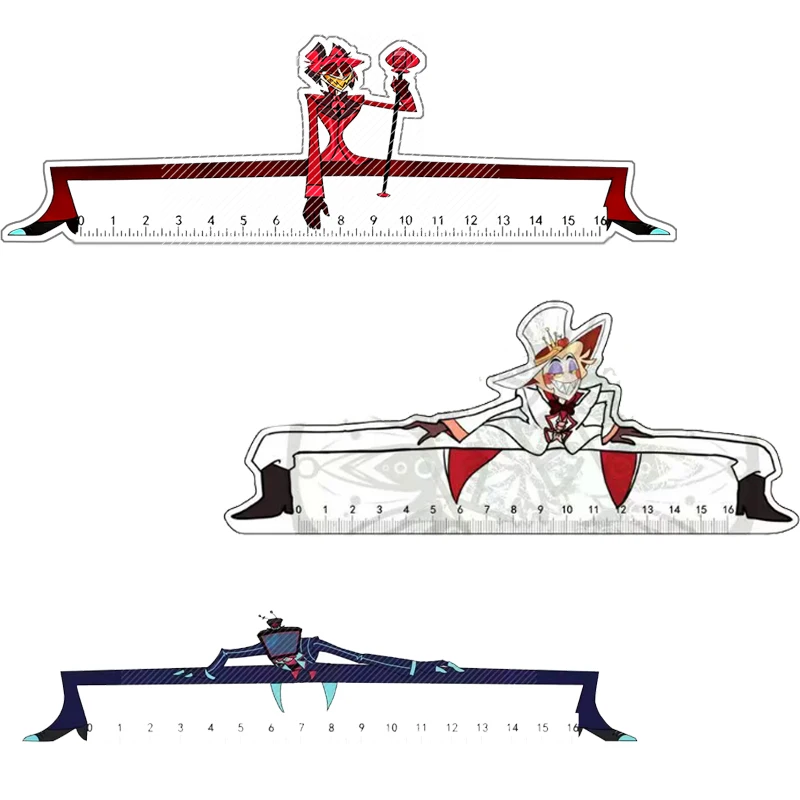 16cm 아크릴 자, 하즈빈 호텔 애니메이션 학생 시험 학습 사무용품 루시퍼 허스크 복스 알라스토르 어린이 선물