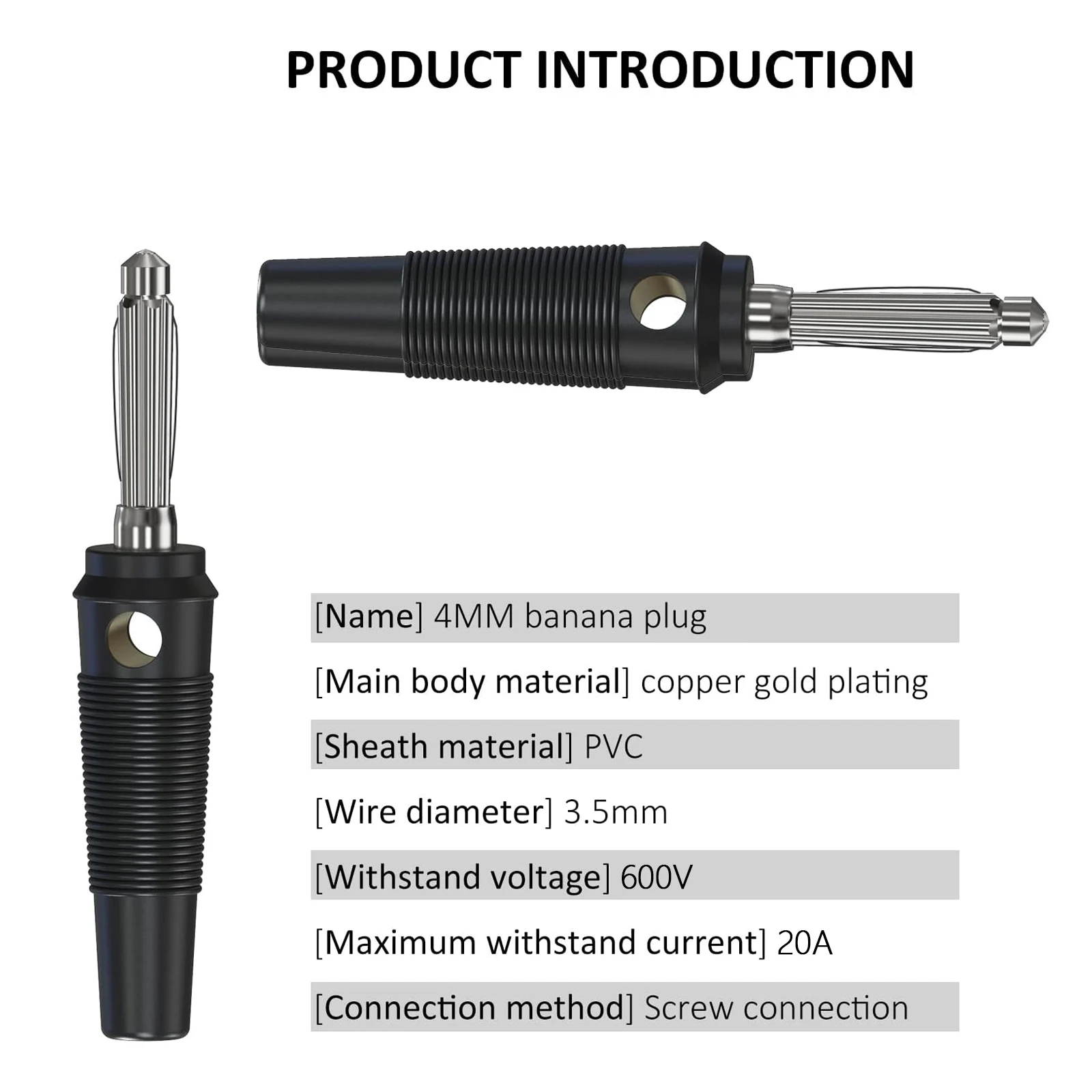 5/10Pcs Red Black 4mm Solderless Side Stackable Banana Plug Screw Type Solderless Banana Connector Adapter