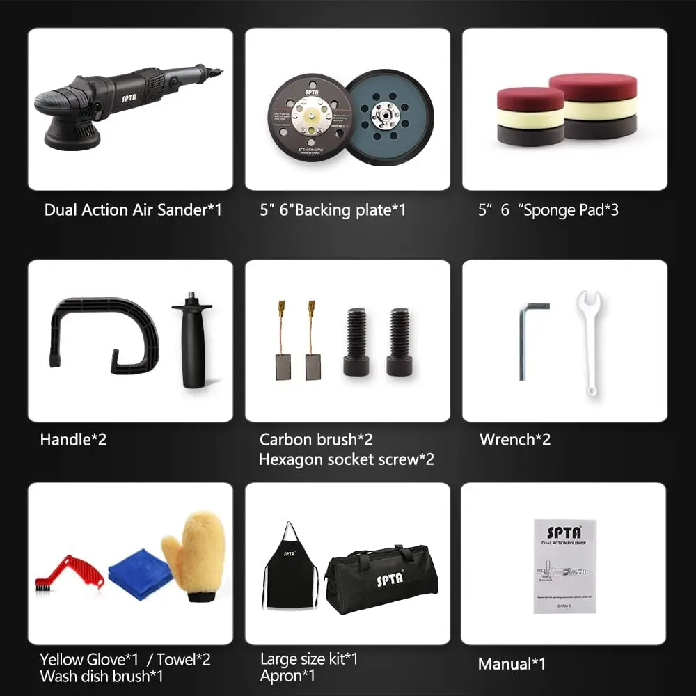 Buffer Polisher 5-Inch 125mm Dual Action Random Orbital Car Polisher Car Detailing Kit 4Pcs 5inch & 4Pcs 6Inch Polishing Pad