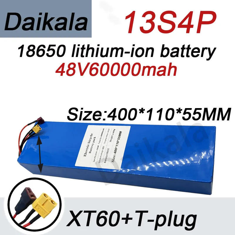 

100% original 48V lithium-ion battery 48V 60Ah 1000W 13S4P lithium-ion battery pack for 54.6V CitycocoBMS electric scooters