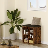 Shoe Storage Bench Cubby Organizer For Entryway, Shoe Bench Storage Rack With Foam Pad Seating Cushion For Hallway Bedroom 1
