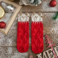 3 Pairs/Set Women Christmas Socks Cute Santa Claus Autumn Winter Elk Female Mid-Calf Socks Festival Kawaii Merry Christmas Sock 5