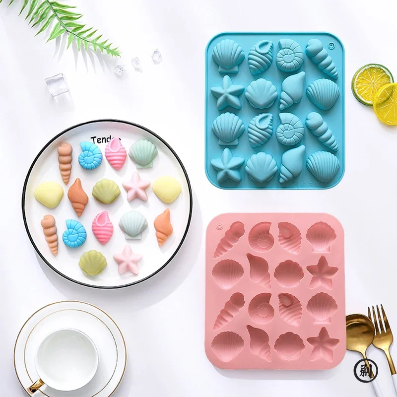 Chocolate Silicone Mold Shell Marine Animal Shape Candy Pudding Cake Decoration Mold 3D 16-Cavity Image 4