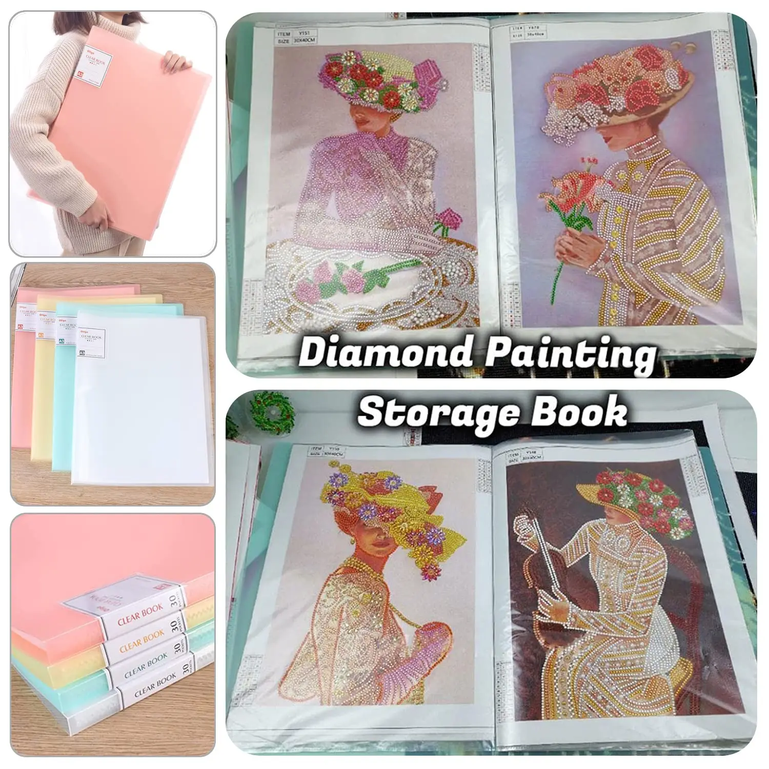 ARTDOT A1/A2/A3 Storage Book for Diamond Art Portfolio Folder Diamond  Painting Tools and Accessories 30 Pocket Slevee Protectors - AliExpress