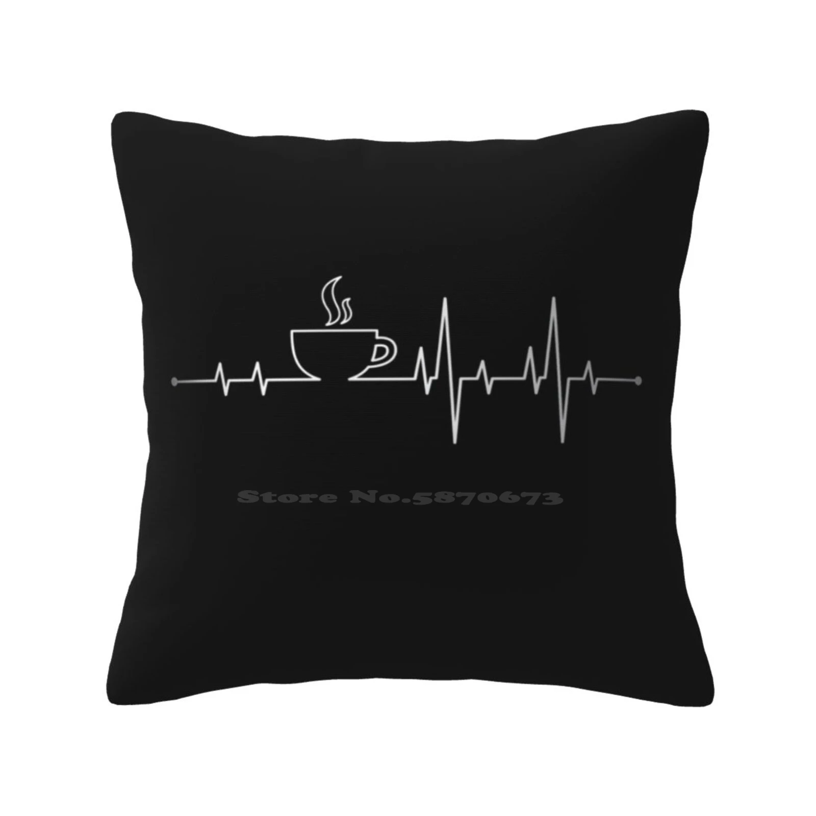 Coffee Heartbeat Funny Cute Decor Square Federa Espresso Latte Capuccino Coffee Shop Coffee Bean Black Coffee Pulse Ekg