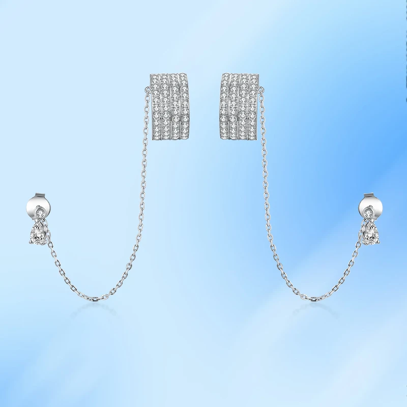 

Soorchce Unique Silver Zircon Ear Clip Earrings New
