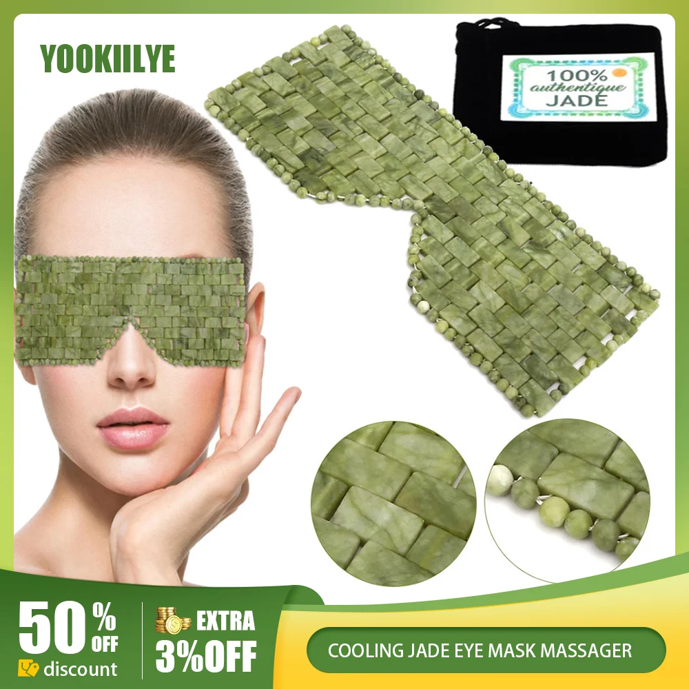 Cooling Jade Eye Mask Massager Pure Natural Jade Eye Mask for Eye Relax Sleep Massager Mask Tools Mask Care Stone SPA Face Sleep